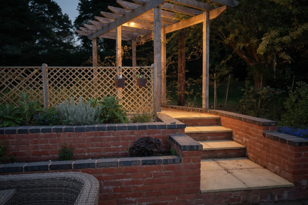 Garden pergola and seating at Harry’s